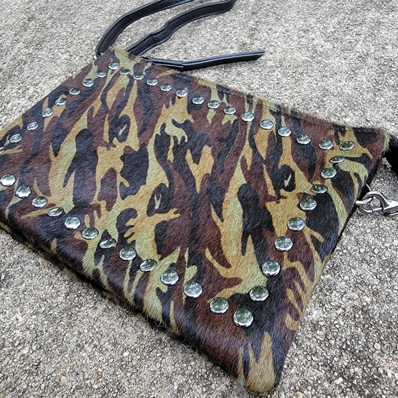 LAGGO City Bag Camo Calf Hair Studded  Crossbody Purse or Wristlet - Picture 2 of 11